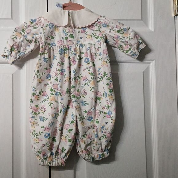 Friedknit Creations vintage smocked floral romper Sz 6m EUC - Picture 9 of 12